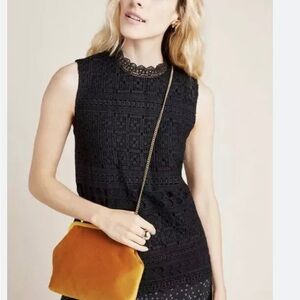 ANTHROPOLOGIE DANIEL RAINN LOURDES BLACK LACE EYELET TANK TOP XL